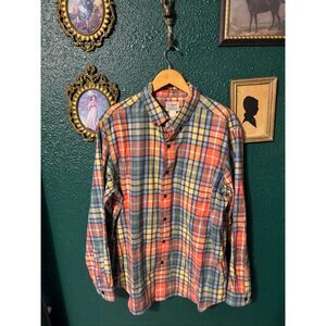 L.L Bean Plaid Button Down Sz Large 100% Cotton Mens